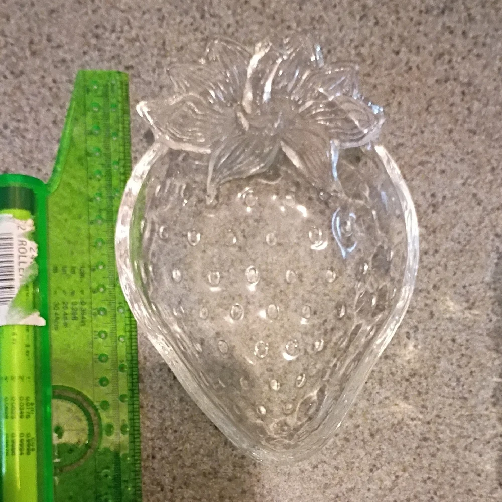 Clear Glass Strawberry-Shaped Dish